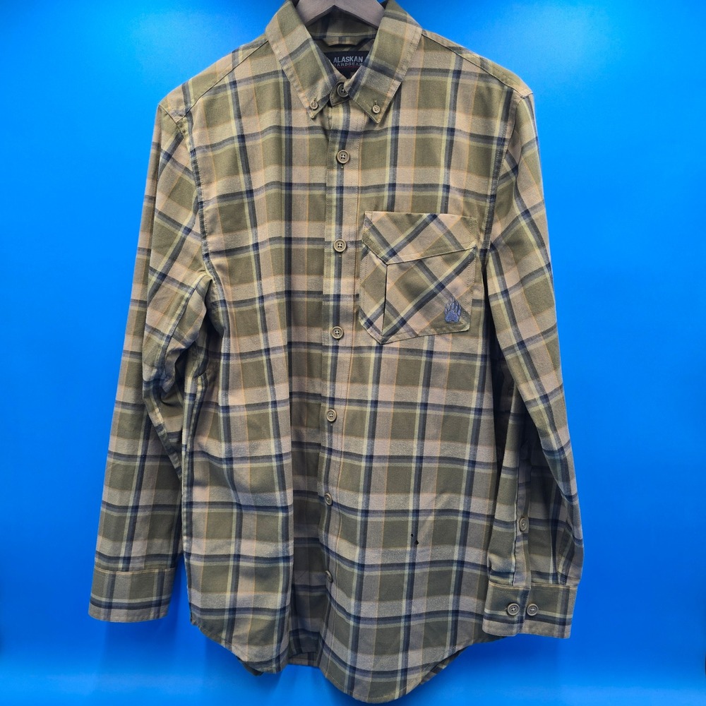 Alaskan Hardgear Duluth Trading Co Slim Fit Plaid Wool Blend Shirt Green Men M